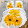 Amarelo girassol fundo branco 3D impresso cama conjunto